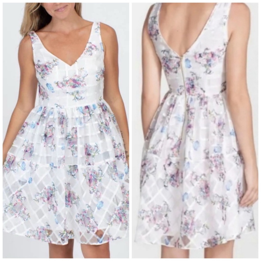 Anthropologie x Maeve • Peony Floral Organza Garden Dress in White